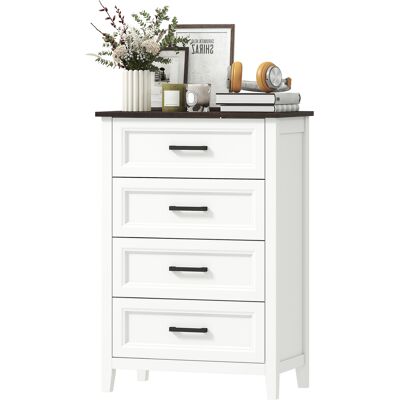 HOMCOM Commode chambre étroite et haute avec plateau effet bois, commode pour petits espaces, 60x35x87 cm, blanc - Publicité HOMCOM Commode chambre étroite et haute avec plateau effet bois, commode pour petits espaces, 60x35x87 cm, blanc - Publicité