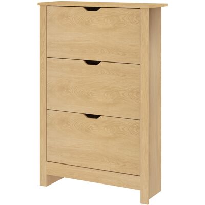 HOMCOM Meuble à chaussures slim pour 18 paires, 3 tiroirs avec 2 étagères réglables et amovibles, 72x26x112 cm, Naturel - Publicité HOMCOM Meuble à chaussures slim pour 18 paires, 3 tiroirs avec 2 étagères réglables et amovibles, 72x26x112 cm, Naturel - Publicité