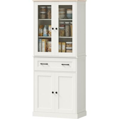 HOMCOM Meuble d'Appoint de Cuisine avec 2 Portes en Acrylique Grand Tiroir Étagères Ajustables 76x40x182,5 cm Crème - Publicité HOMCOM Meuble d'Appoint de Cuisine avec 2 Portes en Acrylique Grand Tiroir Étagères Ajustables 76x40x182,5 cm Crème - Publicité