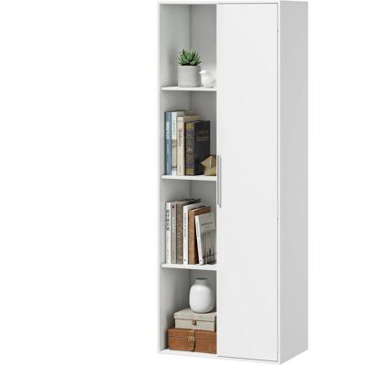 HOMCOM Bibliothèque 4 niveaux avec étagères réglables, meuble avec armoire et portes pour salon, bureau, blanc - Publicité HOMCOM Bibliothèque 4 niveaux avec étagères réglables, meuble avec armoire et portes pour salon, bureau, blanc - Publicité