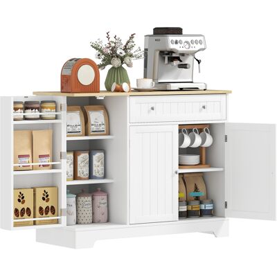 HOMCOM Buffet cuisine, meuble de rangement avec 3 portes, tiroir, étagères de porte et étagère réglable, 105x40x83cm, blanc - Publicité HOMCOM Buffet cuisine, meuble de rangement avec 3 portes, tiroir, étagères de porte et étagère réglable, 105x40x83cm, blanc - Publicité