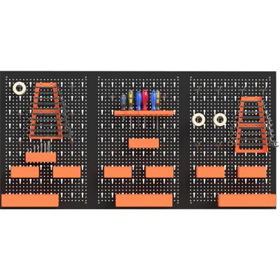 HOMCOM Organiseur d'Outils Mural 33 Pièces 120x60 cm avec Crochets Bacs et Étagères Noir et Orange - Publicité HOMCOM Organiseur d'Outils Mural 33 Pièces 120x60 cm avec Crochets Bacs et Étagères Noir et Orange - Publicité