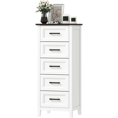 HOMCOM Commode de chambre étroite et haute avec dessus effet bois Chiffonnier pour petits espaces 45x35x106 cm blanc - Publicité HOMCOM Commode de chambre étroite et haute avec dessus effet bois Chiffonnier pour petits espaces 45x35x106 cm blanc - Publicité
