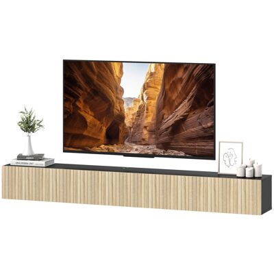 HOMCOM Meuble TV suspendu 140cm, meuble télé pour téléviseur 72 pouces, 2 portes rabattables, 140x25x22cm, bois naturel et noir - Publicité HOMCOM Meuble TV suspendu 140cm, meuble télé pour téléviseur 72 pouces, 2 portes rabattables, 140x25x22cm, bois naturel et noir - Publicité