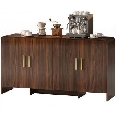 HOMCOM Buffet salon, meuble de rangement avec 4 portes à fermeture douce, 4 compartiments et bords arrondis, 152x40x80cm, noyer - Publicité HOMCOM Buffet salon, meuble de rangement avec 4 portes à fermeture douce, 4 compartiments et bords arrondis, 152x40x80cm, noyer - Publicité