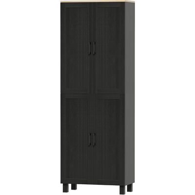 HOMCOM Armoire de cuisine hauteur 170 cm buffet haut avec 4 portes et étagères ajustable, design moderne, noir - Publicité HOMCOM Armoire de cuisine hauteur 170 cm buffet haut avec 4 portes et étagères ajustable, design moderne, noir - Publicité