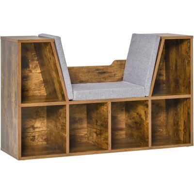 HOMCOM Bibliothèque banc 2 en 1 avec coussins de siège, étagère cube 6 compartiments ouverts, 102 x 30 x 61 cm, brun rustique - Publicité HOMCOM Bibliothèque banc 2 en 1 avec coussins de siège, étagère cube 6 compartiments ouverts, 102 x 30 x 61 cm, brun rustique - Publicité