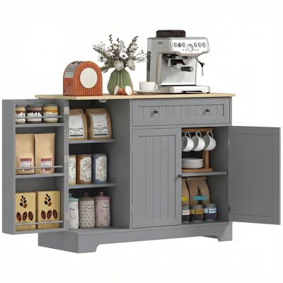 HOMCOM Buffet cuisine, meuble de rangement avec 3 portes, tiroir, étagères de porte et étagère réglable, 105x40x83cm, gris - Publicité HOMCOM Buffet cuisine, meuble de rangement avec 3 portes, tiroir, étagères de porte et étagère réglable, 105x40x83cm, gris - Publicité