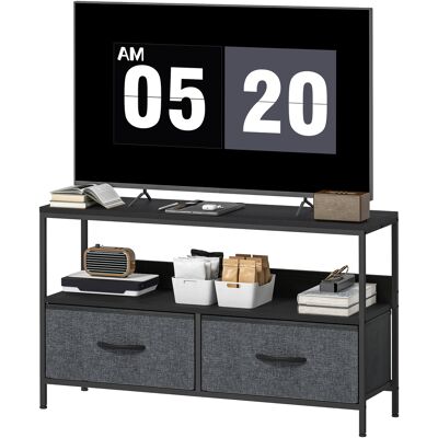 HOMCOM Meuble TV, meuble télé pour téléviseur jusqu'à 47 pouces avec 2 tiroirs et pieds en acier, 98 x 29 x 56 cm, gris foncé - Publicité HOMCOM Meuble TV, meuble télé pour téléviseur jusqu'à 47 pouces avec 2 tiroirs et pieds en acier, 98 x 29 x 56 cm, gris foncé - Publicité