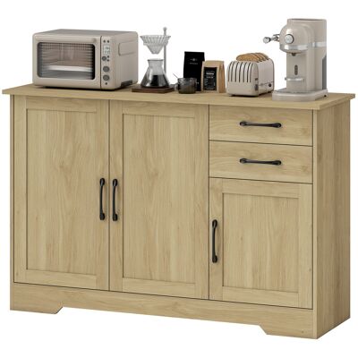 HOMCOM Buffet, meuble de rangement avec 3 portes, 2 tiroirs et étagère réglable, 120 x 38 x 79 cm, bois naturel - Publicité HOMCOM Buffet, meuble de rangement avec 3 portes, 2 tiroirs et étagère réglable, 120 x 38 x 79 cm, bois naturel - Publicité