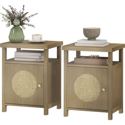HOMCOM Lot de 2 tables de chevet étroite table d'appoint compartiment ouvert placard finition en rotin, 40 x 35 x 55 cm marron - Publicité HOMCOM Lot de 2 tables de chevet étroite table d'appoint compartiment ouvert placard finition en rotin, 40 x 35 x 55 cm marron - Publicité