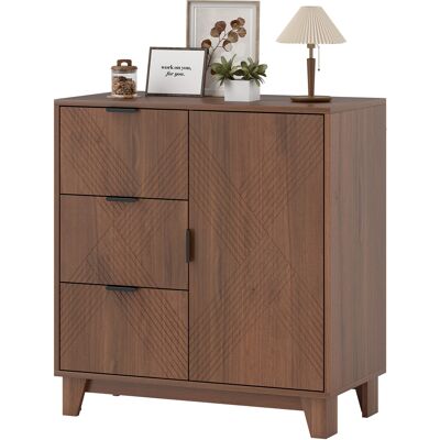 HOMCOM Buffet salon meuble de rangement avec placard à porte 3 tiroirs et étagère réglable 75 x 39 x 80 cm, effet bois marron - Publicité HOMCOM Buffet salon meuble de rangement avec placard à porte 3 tiroirs et étagère réglable 75 x 39 x 80 cm, effet bois marron - Publicité