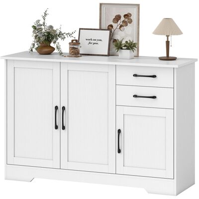 HOMCOM Buffet, meuble de rangement avec 3 portes, 2 tiroirs et étagère réglable, 120 x 38 x 79 cm, blanc - Publicité HOMCOM Buffet, meuble de rangement avec 3 portes, 2 tiroirs et étagère réglable, 120 x 38 x 79 cm, blanc - Publicité