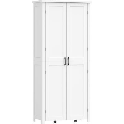 HOMCOM Meuble de Cuisine Moderne: Roulettes, 2 Portes, 14 Compartiments, Couleur Blanc. Publicité HOMCOM Meuble de Cuisine Moderne: Roulettes, 2 Portes, 14 Compartiments, Couleur Blanc. Publicité
