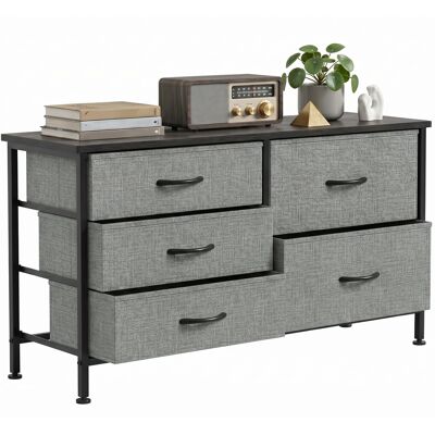 HOMCOM Commode 5 tiroirs en tissu, pour chambre, cadre en acier, meuble pour salon et bureau, Gris foncé et Noir - Publicité HOMCOM Commode 5 tiroirs en tissu, pour chambre, cadre en acier, meuble pour salon et bureau, Gris foncé et Noir - Publicité