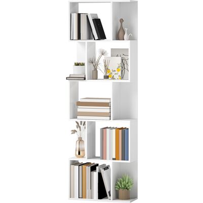 HOMCOM Bibliothèque à 5 niveaux, meuble de rangement en forme de S avec étagères, 60 x 24 x 184,5 cm, blanc - Publicité HOMCOM Bibliothèque à 5 niveaux, meuble de rangement en forme de S avec étagères, 60 x 24 x 184,5 cm, blanc - Publicité