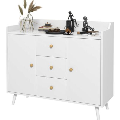 HOMCOM Buffet, meuble de rangement avec 2 portes, 3 tiroirs et pieds en bois massif, style moderne, 90 x 32 x 80 cm, blanc - Publicité HOMCOM Buffet, meuble de rangement avec 2 portes, 3 tiroirs et pieds en bois massif, style moderne, 90 x 32 x 80 cm, blanc - Publicité