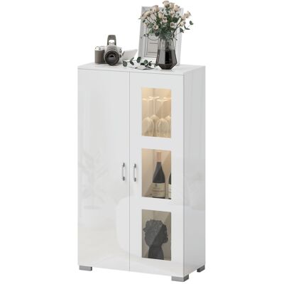 HOMCOM Buffet avec LED RGB 16 couleurs et télécommande, haute brillance, portes vitrées, étagères en verre, 71x35x126cm, blanc - Publicité HOMCOM Buffet avec LED RGB 16 couleurs et télécommande, haute brillance, portes vitrées, étagères en verre, 71x35x126cm, blanc - Publicité