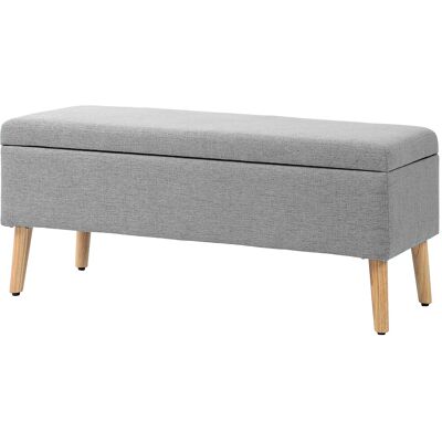 HOMCOM Banc coffre rangement rembourré aspect lin pour chambre à coucher, entrée, salon, charge 220 Kg, 110 x 39 x 45 cm, gris - Publicité HOMCOM Banc coffre rangement rembourré aspect lin pour chambre à coucher, entrée, salon, charge 220 Kg, 110 x 39 x 45 cm, gris - Publicité