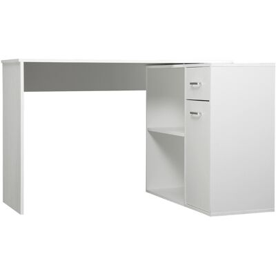 HOMCOM Bureau d'angle rotatif à 180°, bureau d'ordinateur, bibliothèque, tiroir, placard, poste de travail, 117x82x74cm, blanc - Publicité HOMCOM Bureau d'angle rotatif à 180°, bureau d'ordinateur, bibliothèque, tiroir, placard, poste de travail, 117x82x74cm, blanc - Publicité
