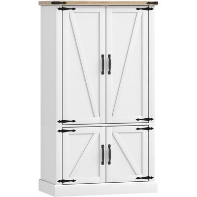 HOMCOM Buffet de cuisine, armoire de cuisine avec 4 portes, 6 porte-épices et étagères réglables, 76,3 x 40 x 136 cm, blanc - Publicité HOMCOM Buffet de cuisine, armoire de cuisine avec 4 portes, 6 porte-épices et étagères réglables, 76,3 x 40 x 136 cm, blanc - Publicité