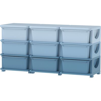 HOMCOM Boîte de rangement pour enfants, boîte de rangement enfant, 9 tiroirs, bleu - Publicité HOMCOM Boîte de rangement pour enfants, boîte de rangement enfant, 9 tiroirs, bleu - Publicité