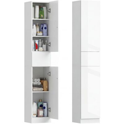 Meuble de Rangement Salle de Bain Blanc Contemporain Kleankin avec Étagères - Publicité Meuble de Rangement Salle de Bain Blanc Contemporain Kleankin avec Étagères - Publicité