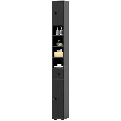 kleankin Colonne de rangement armoire haute pour salle de bain 1 tiroir 4 étagères réglables et 2 placards 20 x 20 x 180 cm noir - Publicité kleankin Colonne de rangement armoire haute pour salle de bain 1 tiroir 4 étagères réglables et 2 placards 20 x 20 x 180 cm noir - Publicité
