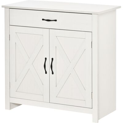HOMCOM Buffet salon, meuble de rangement avec tiroir, 2 portes de grange et étagère réglable, 80 x 39,7 x 80 cm, blanc - Publicité HOMCOM Buffet salon, meuble de rangement avec tiroir, 2 portes de grange et étagère réglable, 80 x 39,7 x 80 cm, blanc - Publicité