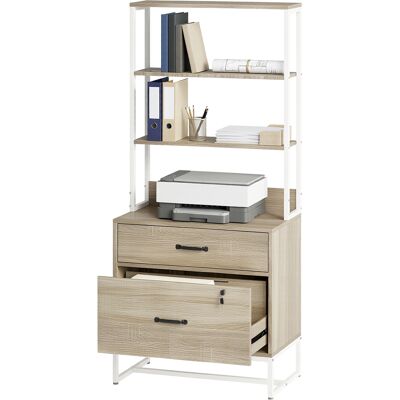 HOMCOM Meuble classeur avec étagère 2 tiroirs Plateau pour imprimante Serrure pour A4 Letter Legal Chêne - Publicité HOMCOM Meuble classeur avec étagère 2 tiroirs Plateau pour imprimante Serrure pour A4 Letter Legal Chêne - Publicité