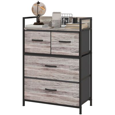 HOMCOM Meuble de rangement style industriel commode 4 tiroirs en tissu pliables et amovibles et 1 étagère 60 x 29 x 85 cm gris - Publicité HOMCOM Meuble de rangement style industriel commode 4 tiroirs en tissu pliables et amovibles et 1 étagère 60 x 29 x 85 cm gris - Publicité