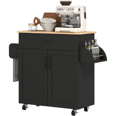 HOMCOM Dessert îlot de cuisine multi-rangements tiroirs placard 2 portes avec étagère réglable 105 x 36 x 85 cm noir - Publicité HOMCOM Dessert îlot de cuisine multi-rangements tiroirs placard 2 portes avec étagère réglable 105 x 36 x 85 cm noir - Publicité