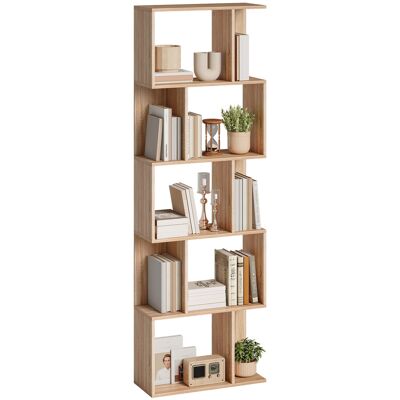HOMCOM Bibliothèque à 5 niveaux, meuble de rangement en forme de S avec étagères, 60 x 24 x 184,5 cm, effet bois naturel - Publicité HOMCOM Bibliothèque à 5 niveaux, meuble de rangement en forme de S avec étagères, 60 x 24 x 184,5 cm, effet bois naturel - Publicité