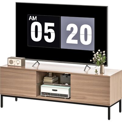 HOMCOM Meuble TV meuble télé pour téléviseur jusqu'à 60 pouces avec 2 portes et étagère en verre réglable 140x40x49,5cm gris - Publicité HOMCOM Meuble TV meuble télé pour téléviseur jusqu'à 60 pouces avec 2 portes et étagère en verre réglable 140x40x49,5cm gris - Publicité