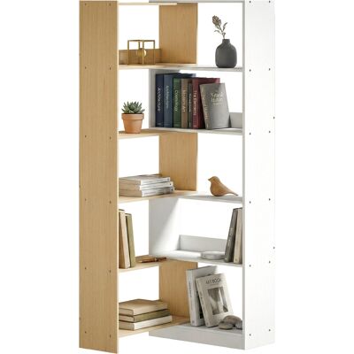 HOMCOM Bibliothèque d'angle, 5 étagères, Design rotatif 350°, Bois/Blanc - Publicité HOMCOM Bibliothèque d'angle, 5 étagères, Design rotatif 350°, Bois/Blanc - Publicité