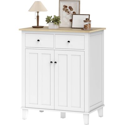 HOMCOM Buffet de cuisine meuble de rangement pour chambre, salon bureau avec 2 portes 2 tiroirs 76 x 48 x 91 cm blanc - Publicité HOMCOM Buffet de cuisine meuble de rangement pour chambre, salon bureau avec 2 portes 2 tiroirs 76 x 48 x 91 cm blanc - Publicité