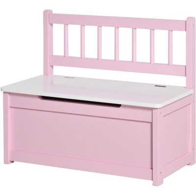 HOMCOM Coffre à jouet enfant banc de rangement enfant couvercle rabattable et charnières de sécurité 60 x 30 x 50 cm rose - Publicité HOMCOM Coffre à jouet enfant banc de rangement enfant couvercle rabattable et charnières de sécurité 60 x 30 x 50 cm rose - Publicité