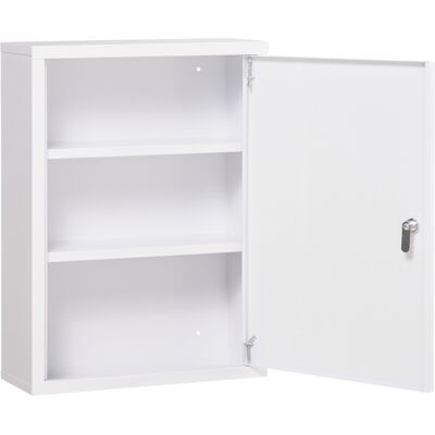 kleankin Armoire à pharmacie murale en acier, armoire à médicaments à 3 niveaux porte verrouillable 2 clés, 40x15x53,5cm, blanc - Publicité kleankin Armoire à pharmacie murale en acier, armoire à médicaments à 3 niveaux porte verrouillable 2 clés, 40x15x53,5cm, blanc - Publicité
