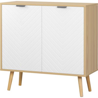 HOMCOM Buffet salon, meuble de rangement avec 2 portes et étagère réglable, 77 x 35 x 77,5 cm, blanc et bois naturel - Publicité HOMCOM Buffet salon, meuble de rangement avec 2 portes et étagère réglable, 77 x 35 x 77,5 cm, blanc et bois naturel - Publicité