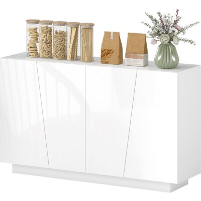 HOMCOM Meuble de rangement avec placards à portes et étagère réglable, 150 x 40 x 88 cm, blanc brillant - Publicité HOMCOM Meuble de rangement avec placards à portes et étagère réglable, 150 x 40 x 88 cm, blanc brillant - Publicité