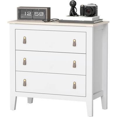 HOMCOM Commode 3 tiroirs meuble de rangement style contemporain avec poignées en polyuréthane, 80 x 40 x 78,5 cm, blanc - Publicité HOMCOM Commode 3 tiroirs meuble de rangement style contemporain avec poignées en polyuréthane, 80 x 40 x 78,5 cm, blanc - Publicité