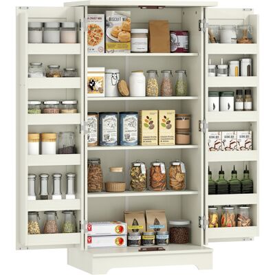 HOMCOM Buffet cuisine armoire de cuisine 5 niveaux avec portes et étagères réglables 60l x 40P x 120H cm grain de bois crème - Publicité HOMCOM Buffet cuisine armoire de cuisine 5 niveaux avec portes et étagères réglables 60l x 40P x 120H cm grain de bois crème - Publicité