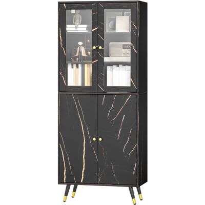 HOMCOM Bibliothèque, étagère à 6 niveaux, meuble de rangement 6 étagères ouvertes porte vitrée et placard 70 x 35 x 170 cm noir - Publicité HOMCOM Bibliothèque, étagère à 6 niveaux, meuble de rangement 6 étagères ouvertes porte vitrée et placard 70 x 35 x 170 cm noir - Publicité