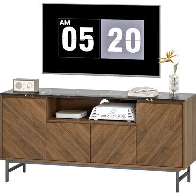 HOMCOM Meuble TV jusqu'à 65 pouces meuble télé bois avec compartiment ouvert et passe-câbles, effet marbre, 140x39x66cm, noyer - Publicité HOMCOM Meuble TV jusqu'à 65 pouces meuble télé bois avec compartiment ouvert et passe-câbles, effet marbre, 140x39x66cm, noyer - Publicité