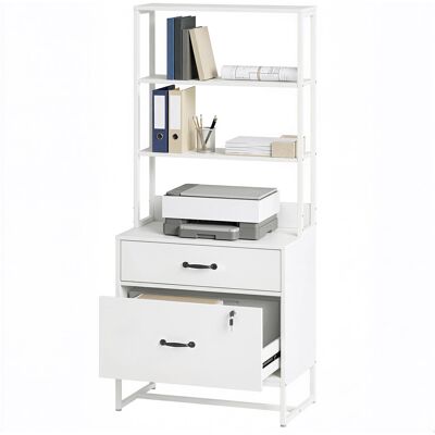HOMCOM Meuble classeur avec étagère, 2 tiroirs, plateau pour imprimante, serrure, compatible A4 Letter Legal, blanc - Publicité HOMCOM Meuble classeur avec étagère, 2 tiroirs, plateau pour imprimante, serrure, compatible A4 Letter Legal, blanc - Publicité