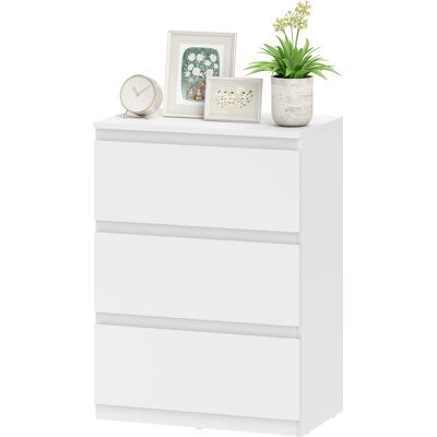 HOMCOM Commode à 3 tiroirs, meuble de rangement moderne pour la chambre, blanc - Publicité HOMCOM Commode à 3 tiroirs, meuble de rangement moderne pour la chambre, blanc - Publicité
