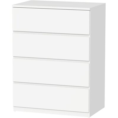 HOMCOM Commode Blanche 4 Tiroirs - Meuble de rangement chambre - Publicité HOMCOM Commode Blanche 4 Tiroirs - Meuble de rangement chambre - Publicité