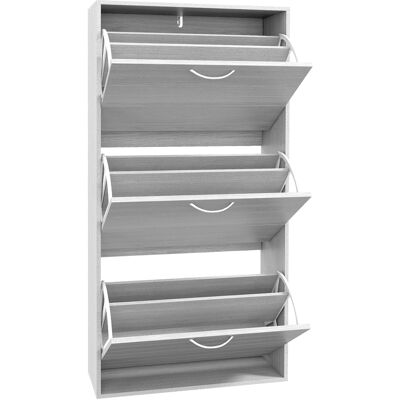 HOMCOM Meuble à chaussures étroit avec 3 portes basculantes meuble d'entrée étagères réglables pour 12 paires de chaussures gris - Publicité HOMCOM Meuble à chaussures étroit avec 3 portes basculantes meuble d'entrée étagères réglables pour 12 paires de chaussures gris - Publicité