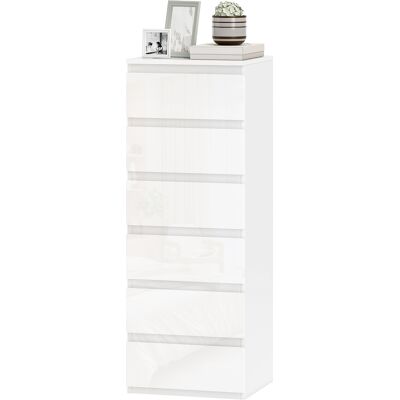 HOMCOM Commode 6 tiroirs à haute brillance, meuble de rangement étroit sans poignées, 40 x 35 x 109 cm, blanc - Publicité HOMCOM Commode 6 tiroirs à haute brillance, meuble de rangement étroit sans poignées, 40 x 35 x 109 cm, blanc - Publicité