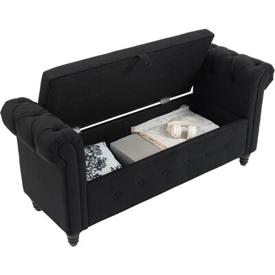 HOMCOM Banc banquette coffre 2 en 1 en tissu aspect lin avec pieds en bois 146,5 x 49 x 72 cm noir - Publicité HOMCOM Banc banquette coffre 2 en 1 en tissu aspect lin avec pieds en bois 146,5 x 49 x 72 cm noir - Publicité